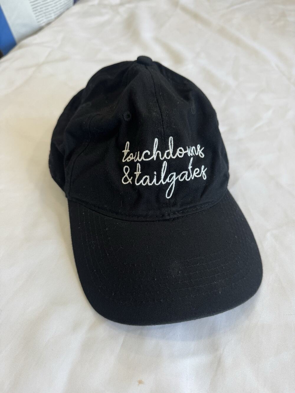 Viv & Lou Black Football Hat Touchdowns & Tailgates Embroidered Baseball Cap